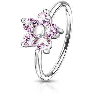 Piercing Street Piercing nez anneau pliable fleur strass rose - Argente