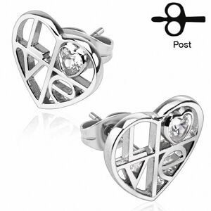 Piercing Street Paire boucles d'oreille argent coeur LOVE - Argente