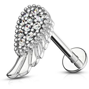 Piercing Street Piercing labret oreille aile d'ange pavee de strass - Argente