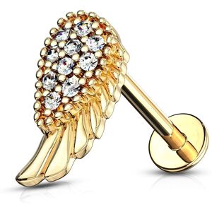 Piercing Street Piercing labret oreille plaque or aile d'ange pavee de strass - Dore