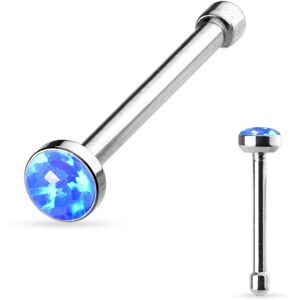 Piercing Street Piercing nez tige droite opale bleue - Argente