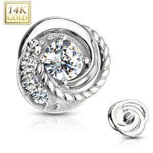 Piercing Street Piercing microdermal Or blanc 14 Carats tourbillon strass - Argente