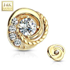 Piercing Street Piercing microdermal Or jaune 14 Carats tourbillon strass - Dore