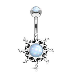 Piercing Street Piercing nombril soleil tribal pierre lumineuse turquoise - Argente