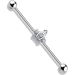 Piercing Street Piercing industriel oreille couronne pavee de strass - Argente