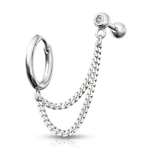 Piercing Street Double piercing cartilage oreille chaines anneau barbell - Argente