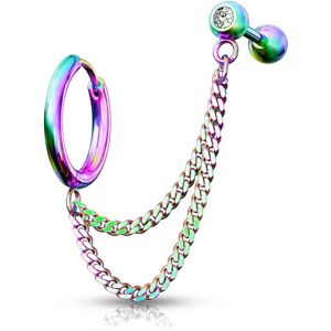 Piercing Street Double piercing cartilage oreille chaines anneau barbell multicolore - Multicolore