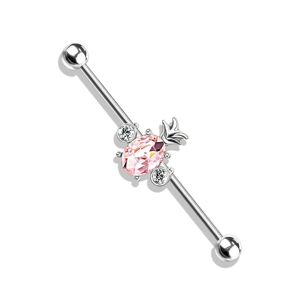 Piercing Street Piercing industriel oreille ananas cristal rose - Argente