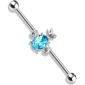 Piercing Street Piercing industriel oreille ananas cristal turquoise - Argente