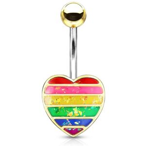 Piercing Street Piercing nombril coeur dore opale arc-en-ciel - Dore