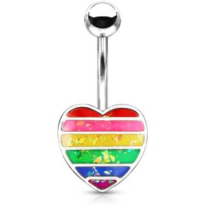 Piercing Street Piercing nombril coeur argente opale arc-en-ciel - Argente