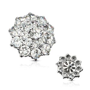 Piercing Street Piercing microdermal fleur pavee de strass - Argente