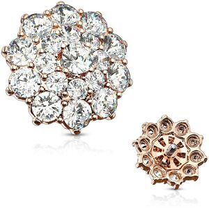 Piercing Street Piercing microdermal plaque or rose fleur pavee de strass - Or Rose