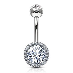 Piercing Street Piercing nombril large zirconium avec strass - Argente