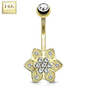 Piercing Street Piercing nombril Or jaune 14 carats fleur a 6 petales - Dore