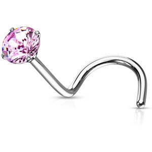 Piercing Street Piercing nez tige tire-bouchon zircon rond rose - Argente