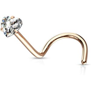 Piercing Street Piercing nez tige tire-bouchon rose zircon coeur blanc - Or Rose