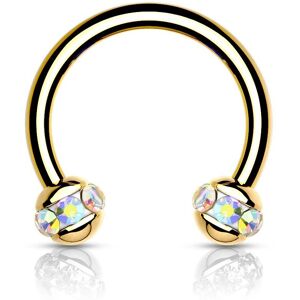 Piercing Street Piercing fer a cheval dore boule cristaux aurore boreale (oreille, septum) - Dore