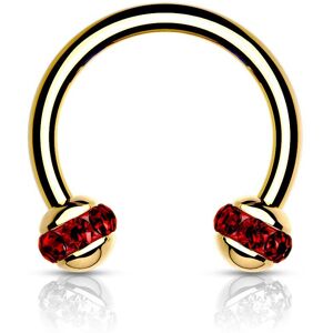 Piercing Street Piercing fer a cheval dore boule cristaux rouge (oreille, septum) - Dore