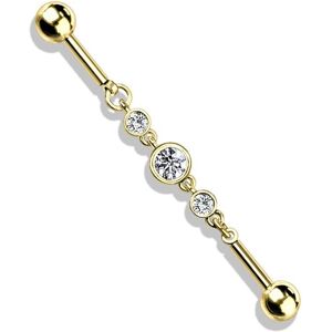 Piercing Street Piercing industriel oreille dore chaine triple strass - Dore