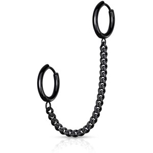 Piercing Street Double piercing cartilage oreille chaine anneaux ronds noir - Noir