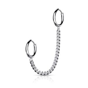 Piercing Street Double piercing cartilage oreille chaine anneaux ronds argente - Argente