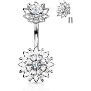 Piercing Street Piercing nombril fleur zirconium marquise acier chirurgical - Argente