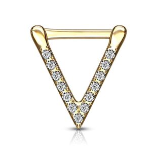 Piercing Street Piercing septum clipsable en acier dore triangle pave de strass - Dore