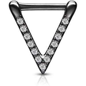 Piercing Street Piercing septum clipsable en acier noir triangle pave de strass - Noir