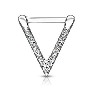 Piercing Street Piercing septum clipsable en acier chirurgical triangle pave de strass - Argente