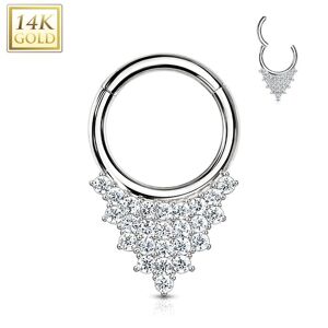 Piercing Street Piercing anneau septum or blanc 14 carats triangle strass - Argente