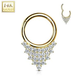 Piercing Street Piercing anneau septum or jaune 14 carats triangle strass - Dore