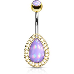 Piercing Street Piercing nombril larme doree pierre lumineuse violet - Dore