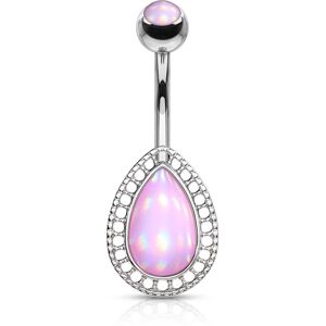 Piercing Street Piercing nombril larme pierre lumineuse rose - Argente