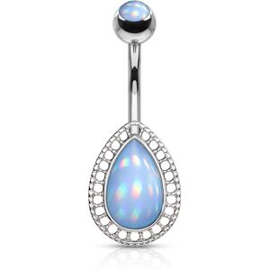 Piercing Street Piercing nombril larme pierre lumineuse turquoise - Argente