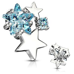 Piercing Street Piercing microdermal cluster etoiles strass turquoise - Argente