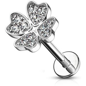 Piercing Street Piercing labret oreille trefle quatre feuilles - Argente