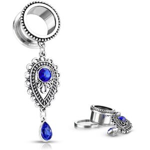 Piercing Street Piercing tunnel pendentif larme bleu sapphire - Argente