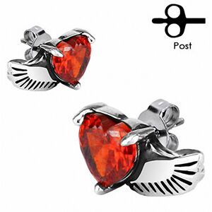 Piercing Street Paire Boucles d'oreille Clous Coeur Ailes Angeliques -