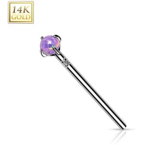 Piercing Street Piercing nez fishtail Or blanc 14 carats opale violette - Argente