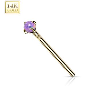 Piercing Street Piercing nez fishtail Or jaune 14 carats opale violette - Dore