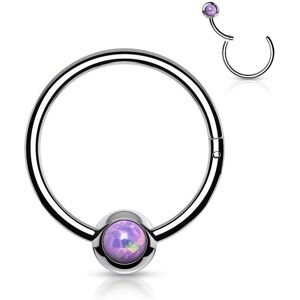 Piercing Street Piercing oreille anneau boule acier opale violette - Argente