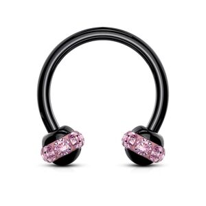 Piercing Street Piercing fer a cheval noir boule cristaux rose (oreille, septum) - Noir