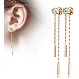 Piercing Street Paire Boucles d'oreille clous chaines et barres rose - Or Rose