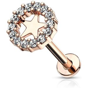 Piercing Street Piercing labret oreille cercle etoile plaque or rose - Or Rose