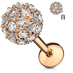 Piercing Street Piercing labret oreille boule pavee de strass plaque or rose - Or Rose