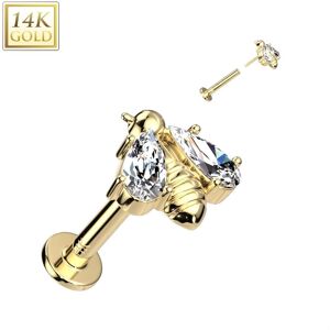 Piercing Street Piercing labret oreille or jaune 14K abeille - Dore