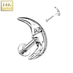 Piercing Street Piercing labret oreille or blanc 14 carats croissant de lune - Argente