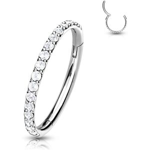 Piercing Street Piercing oreille anneau segment titane G23 pave de strass - Argente