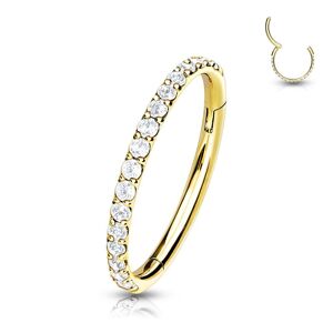 Piercing Street Piercing oreille anneau segment titane G23 pave de strass dore - Dore